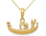14K Yellow Gold Polished Gondola Charm Pendant Necklace with Chain